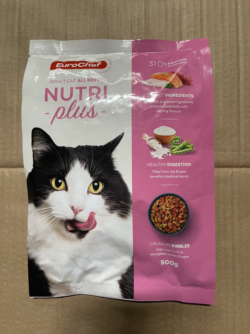 Hạt Eurochef Nutri Plus Adult Cat, Kitten Cat cho Mèo Trưởng Thành, Mèo Con nhập khẩu Châu Âu Túi 500g