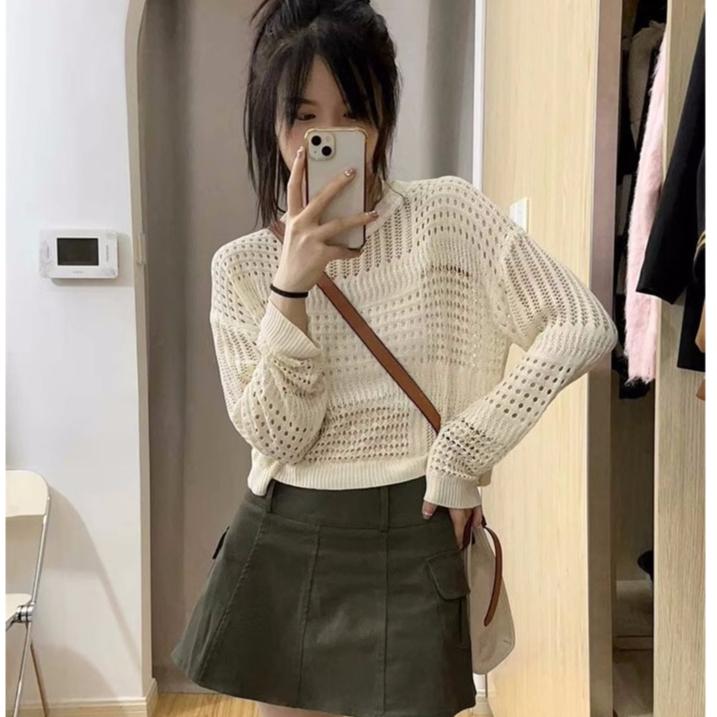 [L2M] Áo len LƯỚI Montoghi dệt kim HỌA TIẾT MỚI CÁCH ĐIỆU xinh xắn dễ phối đồ (không kèm áo trong)