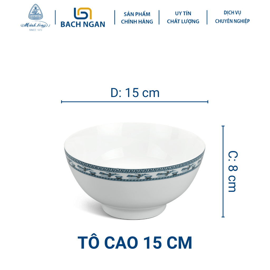 Tô Cao Minh Long 15 cm Jasmine Chim Lạc Bằng sứ, Hàng Đẹp, Cao Cấp, Dùng Trong Gia Đình, Đãi Khách, Tặng Quà Tân Gia