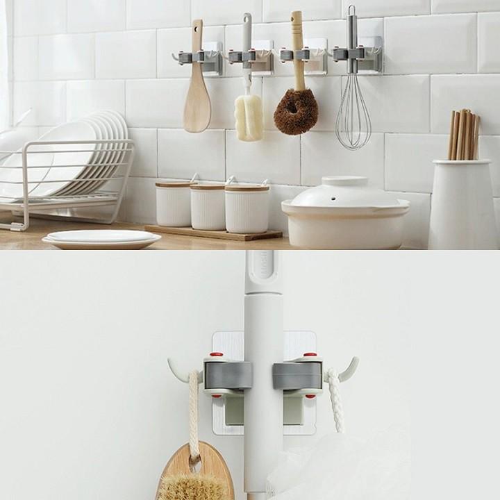 Móc kẹp treo cây lau nhà, chổi đa năng dán tường - Treo cây lau nhà, chổi, dụng cụ nhà bếp, nhà tắm