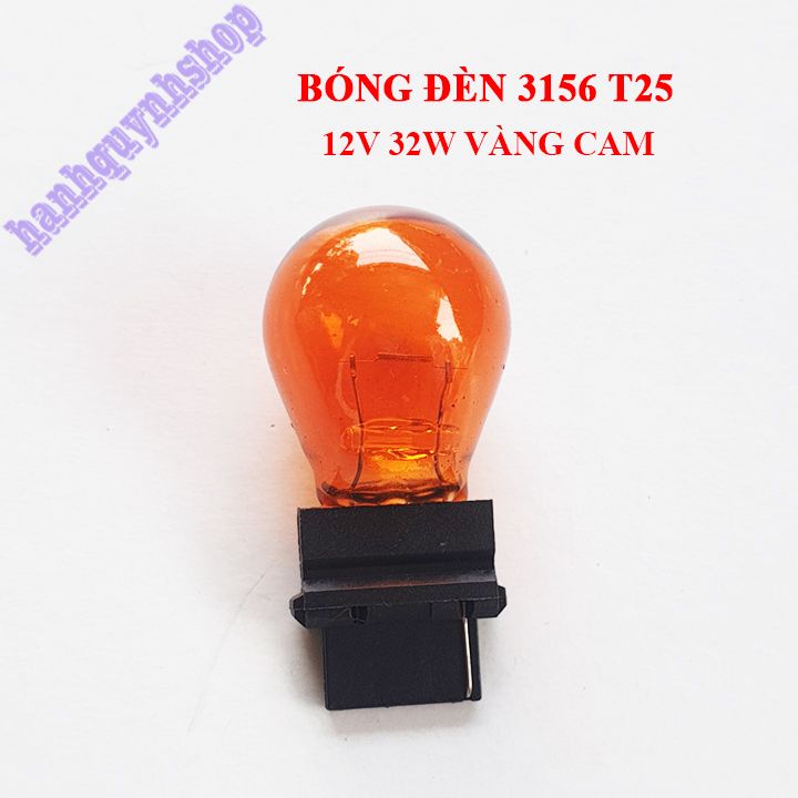 Bộ 2 bóng đèn xi nhan ô tô T25 3156 1 tóc 12V 32W màu vàng cam sợi tóc halogen