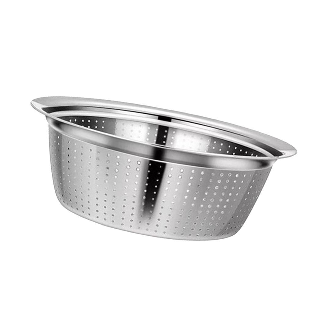 2x Metal Kitchen Strainer Colander Pasta Rice Sifter Salad Spinner Set 32cm