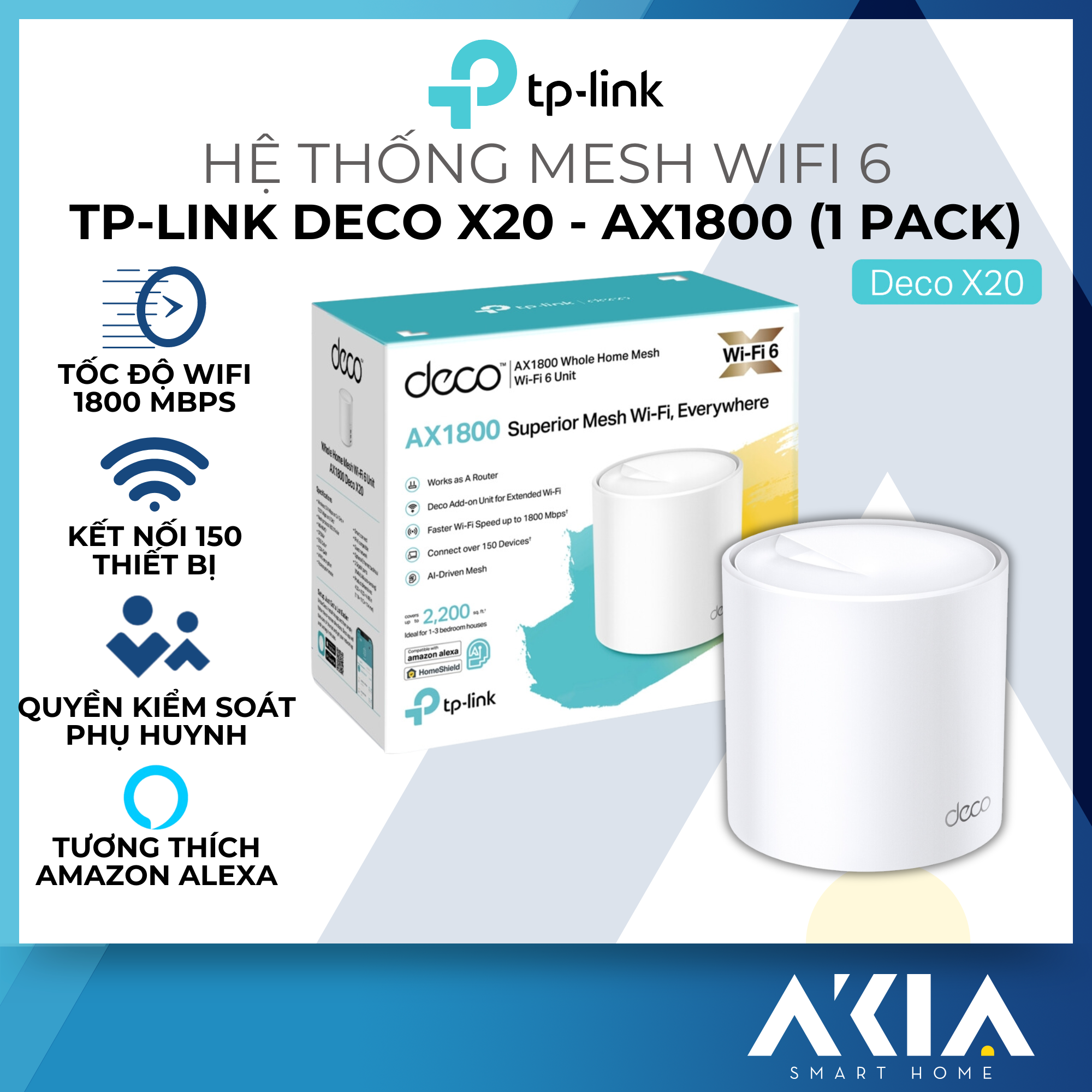 Bộ Phát Wifi Mesh TP-Link Deco X20 Wifi 6 AX1800 - HÀNG CHÍNH HÃNG