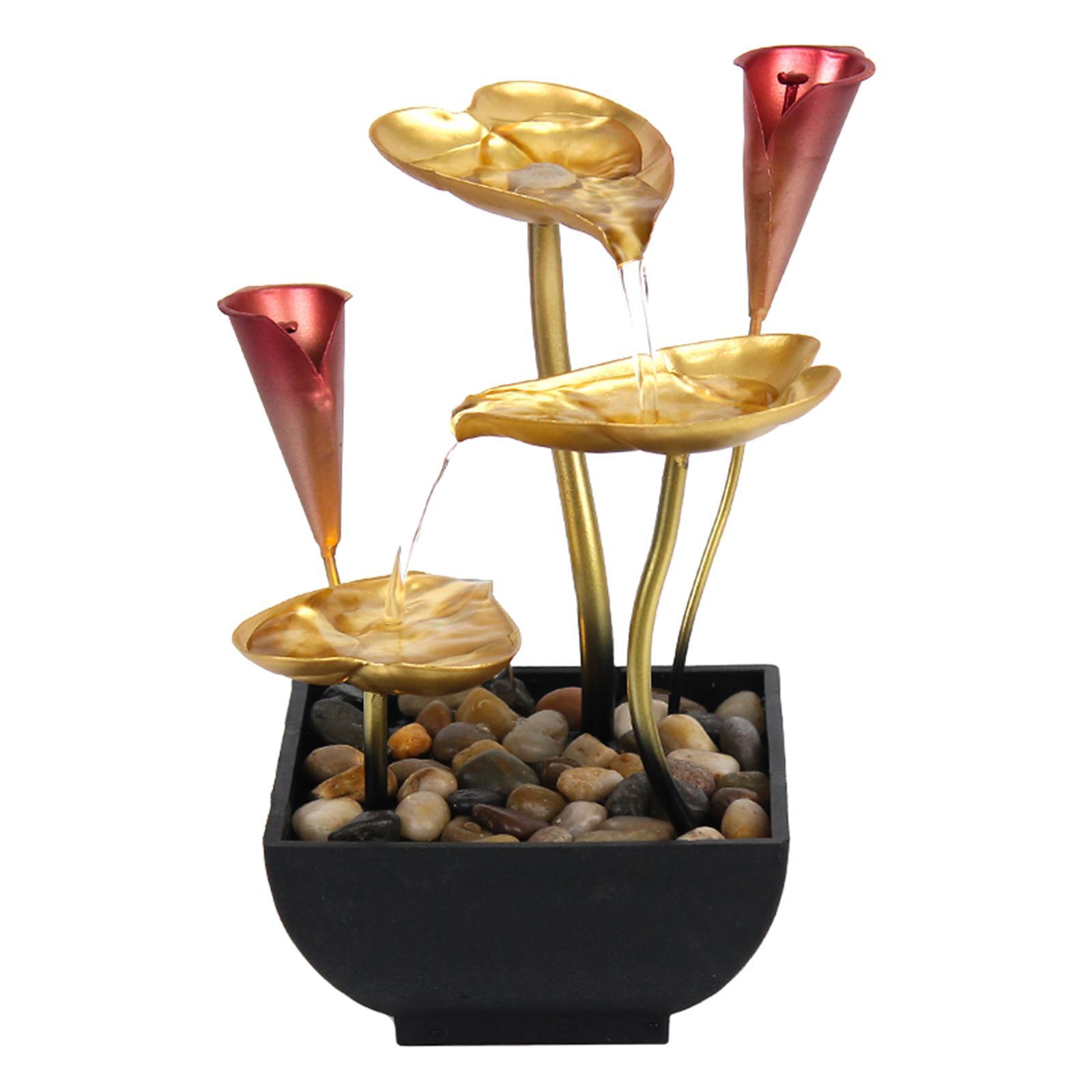 Tabletop Water Fountain Waterfall Desktop Warm Light for Indoor Bedroom Home