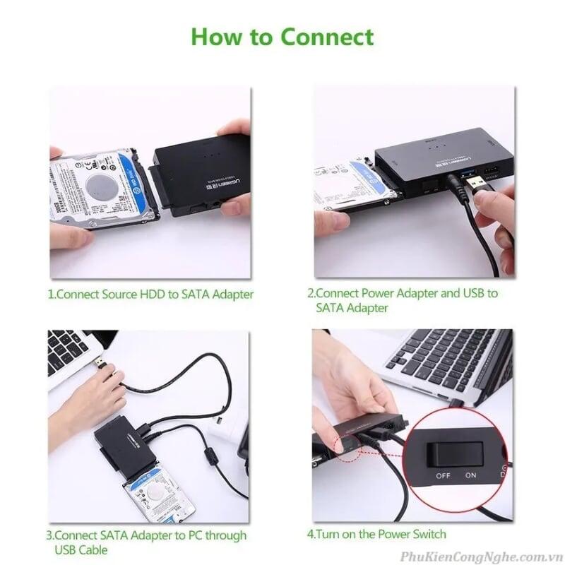 Ugreen UG30353US160TK Bộ chuyển đổi USB 3.0 sang SATA + IDE cao cấp - HÀNG CHÍNH HÃNG