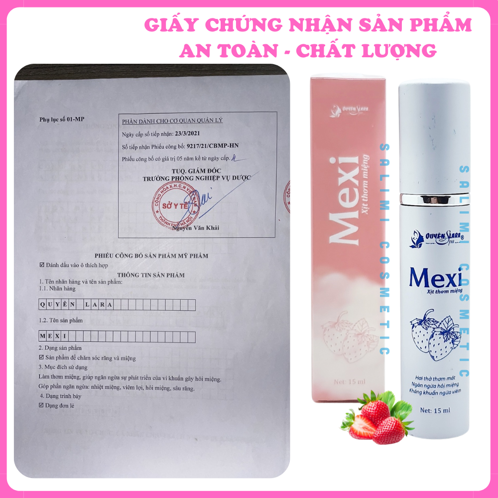 Xịt Thơm Miệng MEXI 15ml Quyên Lara, Giúp Hơi Thở Thơm Mát, Hết Hôi Miệng, Giảm Tình Trạng Viêm Lợi, Viêm Chân Răng