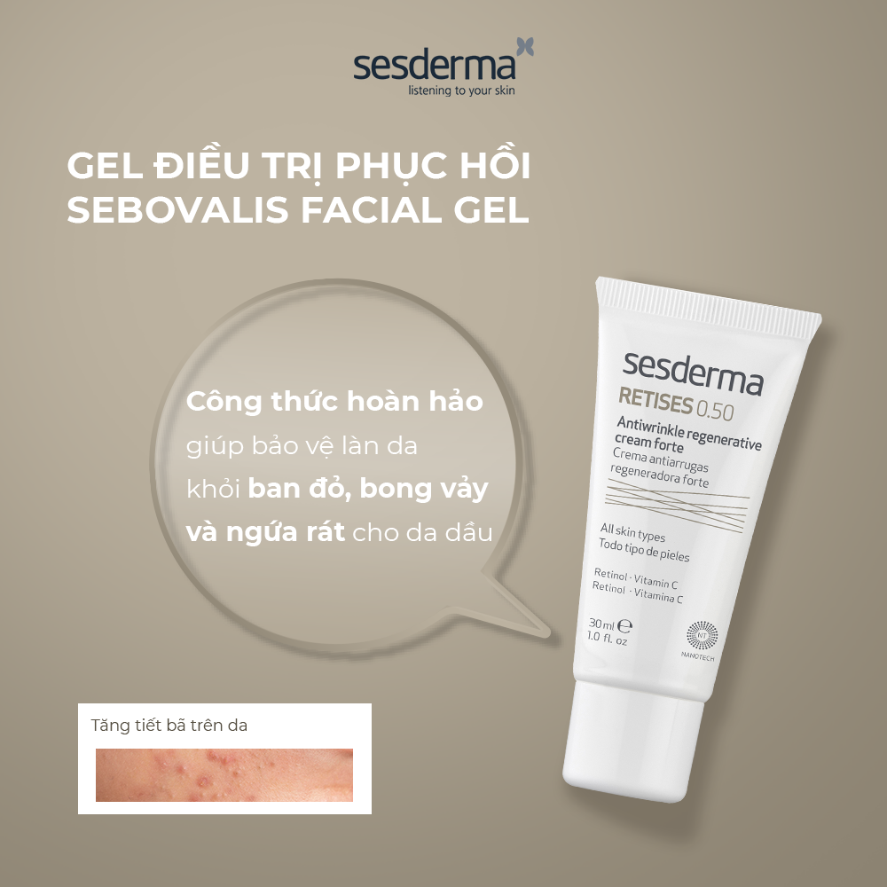 Kem dưỡng da chống nhăn Sesderma Retises 0.5 cho da hỗn hợp và da khô 30ml