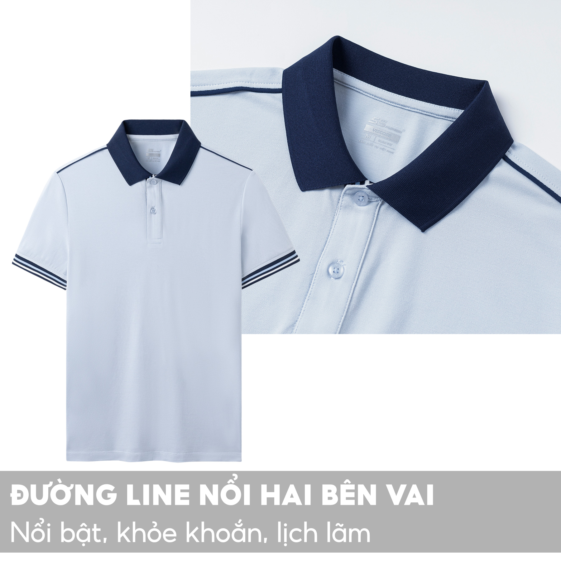 Áo Polo Nam 5S, Chất Liệu Viscose, Hiệu Ứng Melang Sang Trọng, Lịch Lãm, Thiết Kế  Phối Viền Tay Áo Nổi Bật (APC23029)