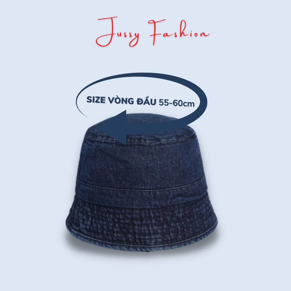 Mũ Bucket Jeans Denim Trơn Basic Jussy Fashion Kiểu Nón Tai Bèo Vành Cụp Nam Nữ Unisex Vải Jean Dày Dặn Form Đẹp
