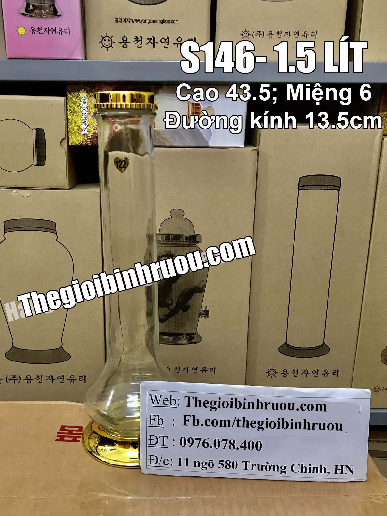 Bình thủy tinh ngâm rượu sâm Hàn Quốc 1,5 lít