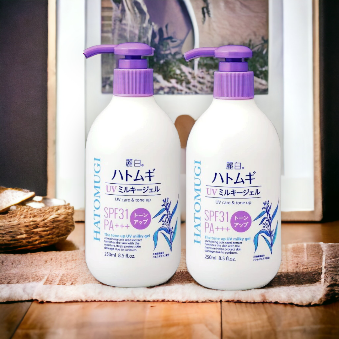 Sữa Dưỡng Thể Nâng Tone Da Reihaku Hatomugi UV Care & Tone Up Milky SPF31 PA++++