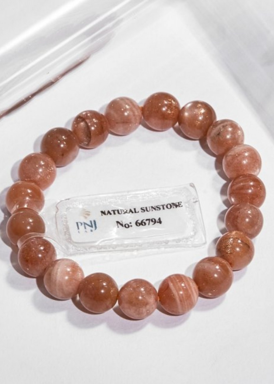 Gembank Vòng Tay Đá Mặt Trời Sunstone 9MM Kèm Giấy Kiểm Định
