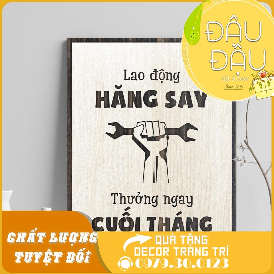 Tranh văn phòng gỗ khắc chữ slogan tạo động lực treo tường trang trí hiện đại size 20x27cm