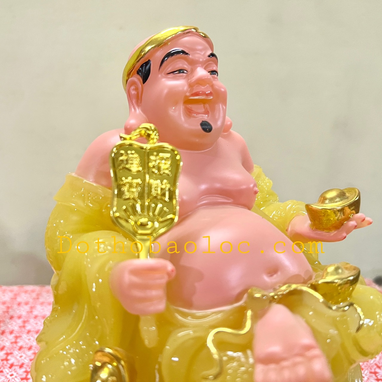 Tượng Thần Tài Thổ Địa đá cao cấp nhập khẩu Đài Loan cao 19cm – Vàng