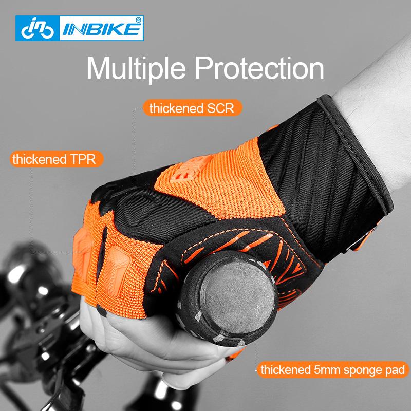 INBIKE Găng Tay Xe Đạp Fingerless Găng Tay Xe Đạp MTB Thể Thao Ngoài Trời Mùa Hè 5Mm Miếng Lót Xe Đạp Ngón Thoáng Khí