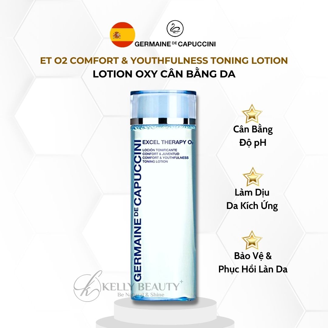 Lotion Oxy Cân Bằng Độ pH và Thanh Lọc Da Germaine ET O2 Comfort &amp; Youthfulness Toning Lotion | Kelly Beauty