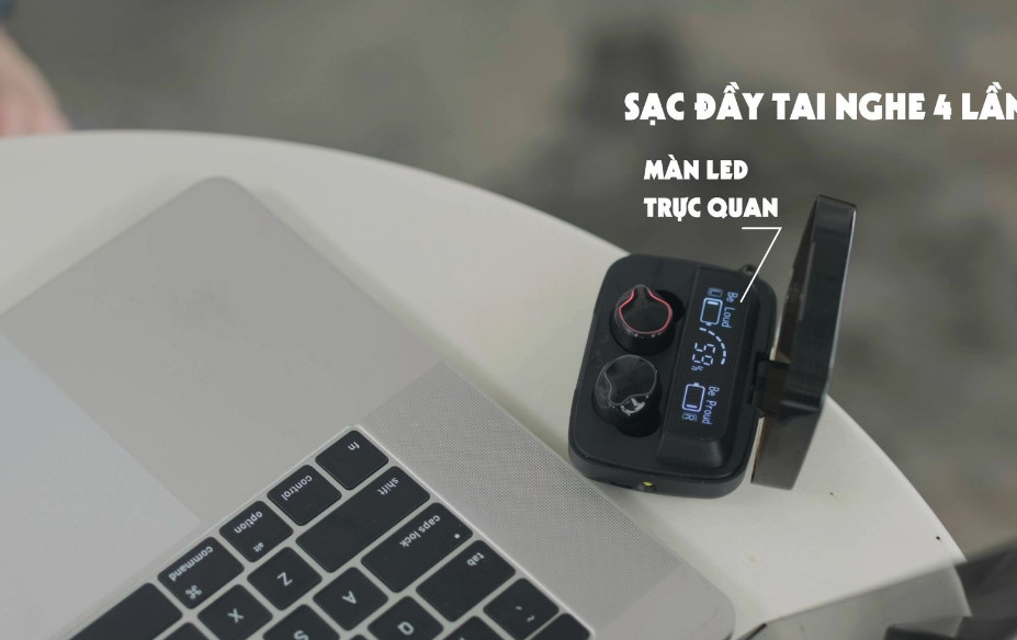 Tai Nghe Bluetooth True Wireless M9 Âm Thanh HiFi Trung Thực, Màn Hình Hiển Thị Sắc Nét, Tích Hợp Thêm Đèn Pin Soi Sáng - Hàng chính hãng