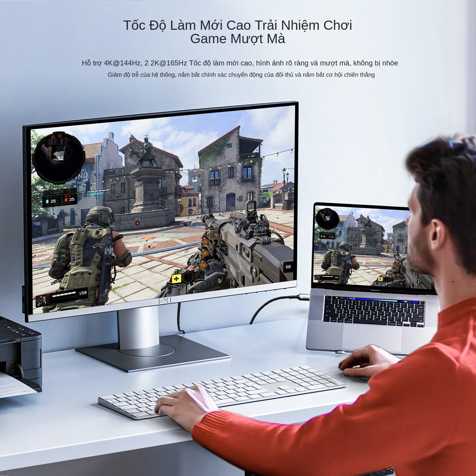 Cáp DisplayPort FIRO - Dây DisplayPort 1.4 8K/60Hz/32,4Gbps - Dây Cáp DP to DP - Dài 3M Lõi Dù Dùng Cho Tivi / Máy Tính / Playstation - Hàng Chính Hãng