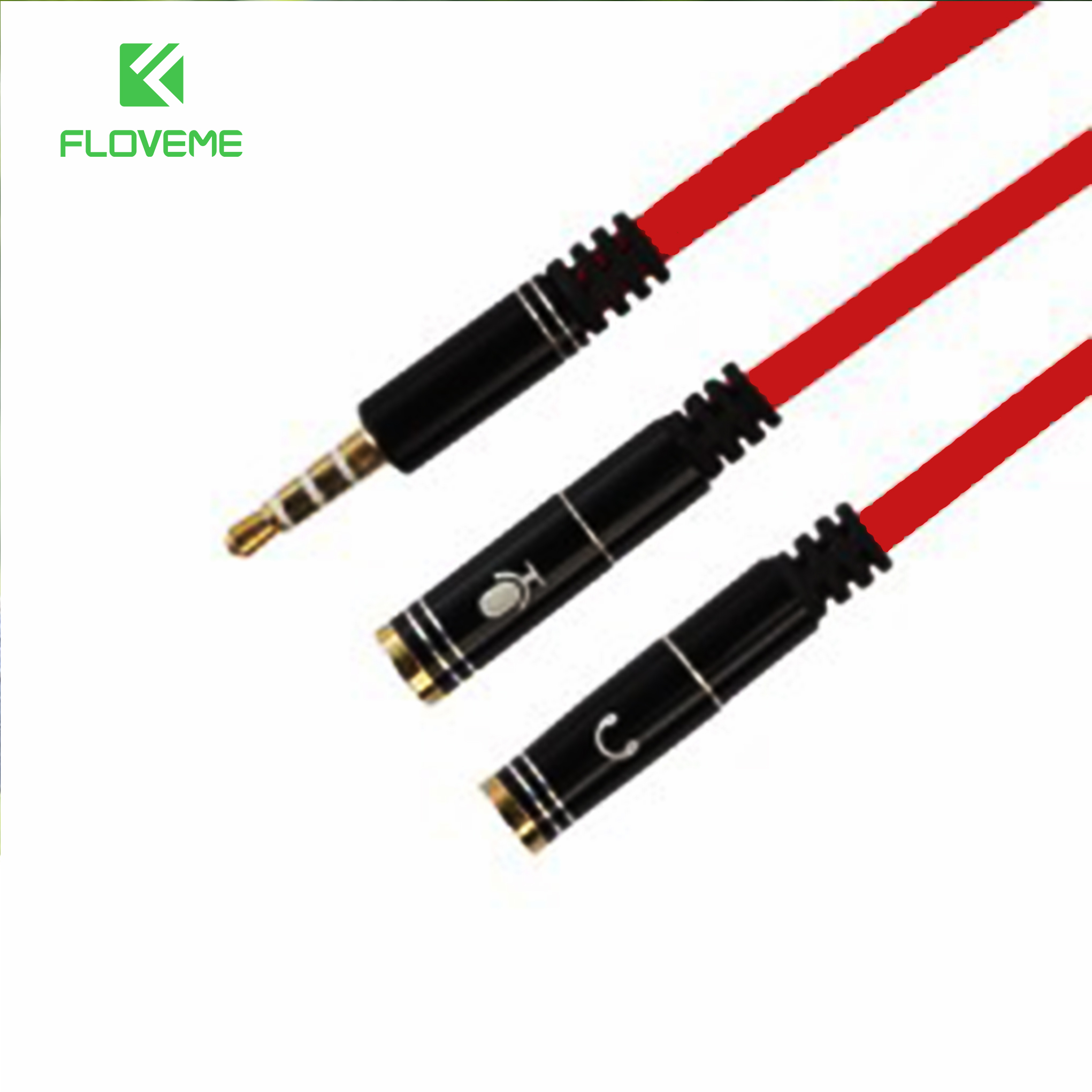 Cáp gộp Floveme audio và mic 2 vào 1 ra 3.5mm âm (cáp chuyển tai nghe điện thoại cho máy tính PC) - hàng chính hãng