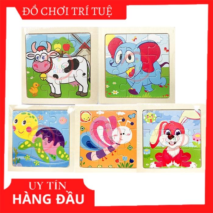 Combo 5-16 mẫu bất kỳ, đồ chơi ghép hình gỗ, tranh xếp hình gỗ 9 mảnh cho bé 2 3 4 tuổi phát triển trí tuệ size nhỏ