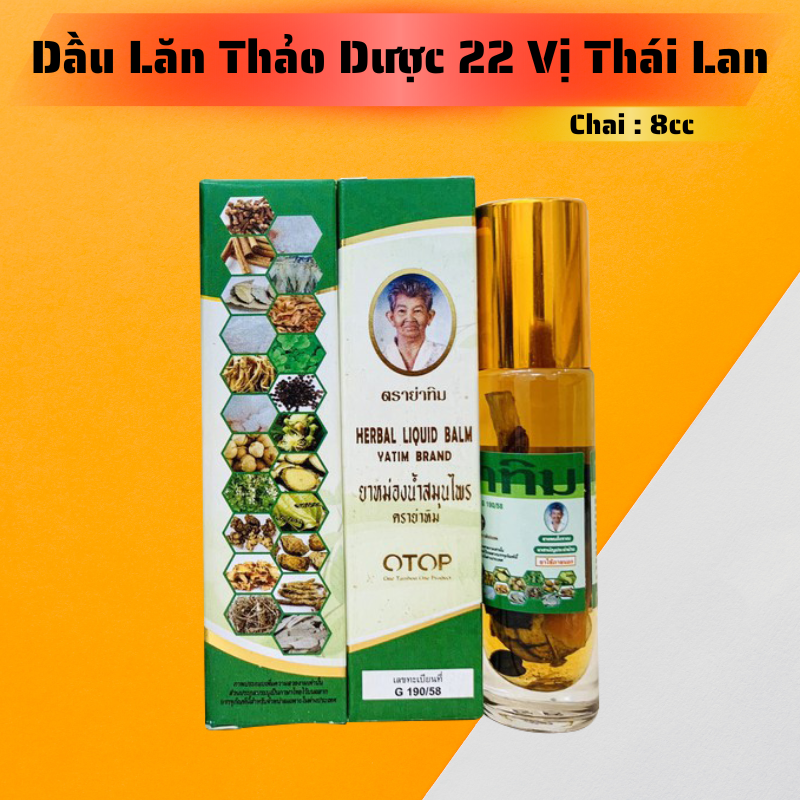 Dầu Lăn Thảo Dược 22 Vị Thái Lan Chai 8ml