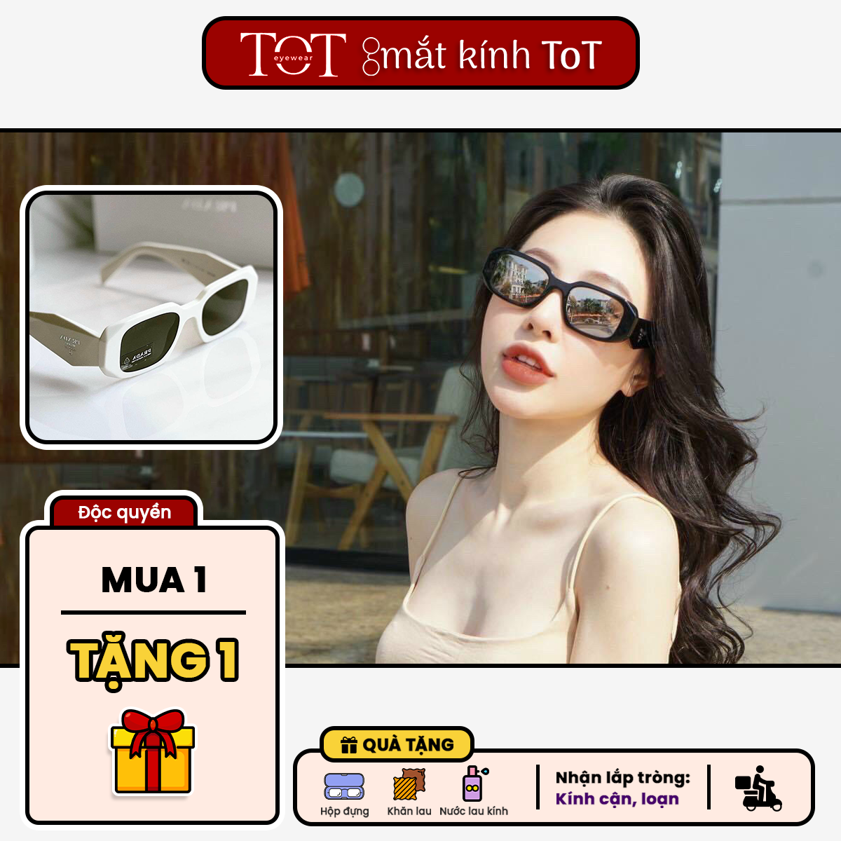 MUA 1 TẶNG 1 Kính mát nữ TOTEYEWEAR mắt kính mát gọng nhựa màu sắc thời trang TOT011