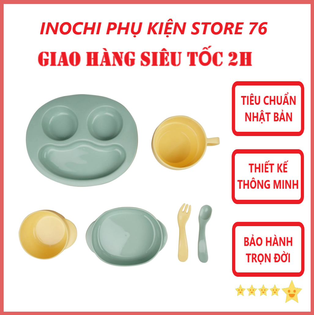 Bộ Đồ Ăn Dặm Cho Trẻ Em Amori Đạt Tiêu Chuẩn Xuất Nhật Bản , EU Đảm Bảo An Toàn Tuyệt Đối Cho Trẻ - Chính Hãng Inochi ( Tặng kèm khăn lau đa năng pakasa)