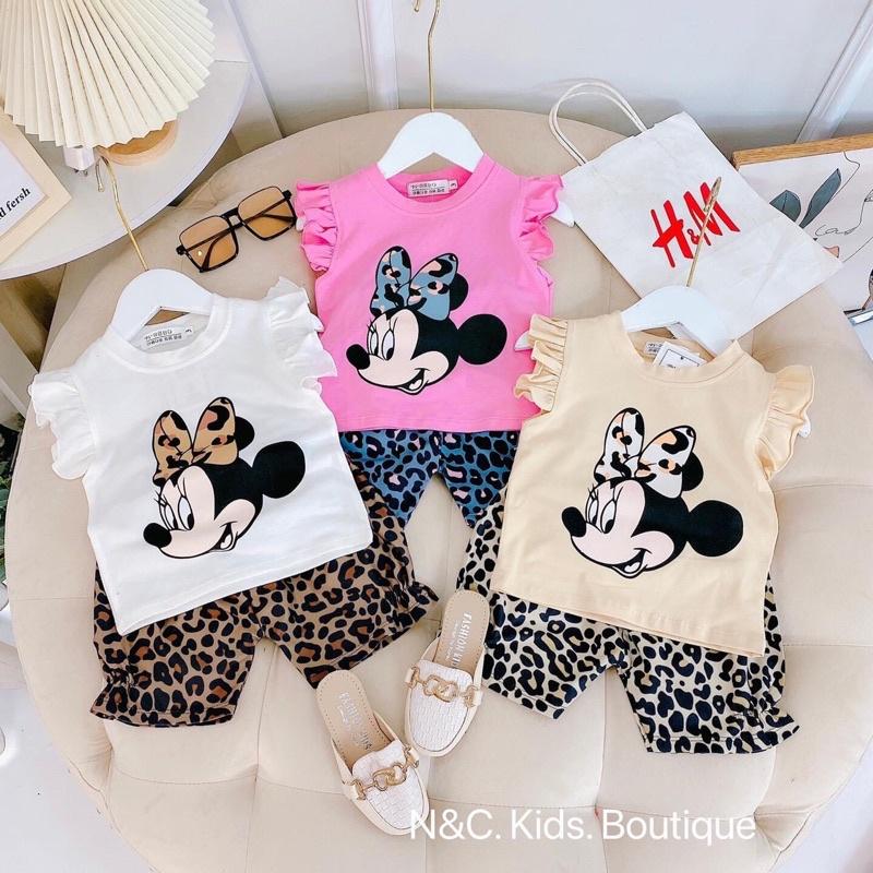 Bộ cộc tay bèo chuột mickeyLINA KIDS cho bé gái 7-18kg