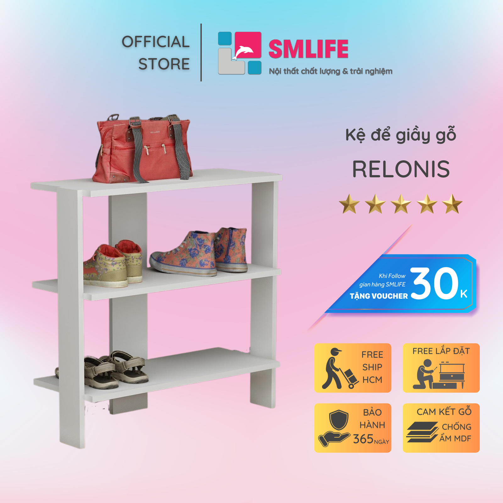 Kệ giầy gia đình thiết kế đơn giản SMLIFE Relonis