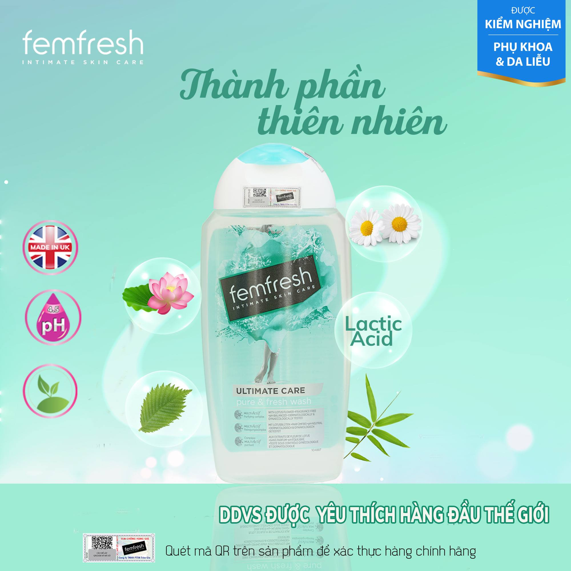 Dung dịch vệ sinh cho cả nữ và nam Femfresh Anh giúp làm sạch sẽ, thơm mát, ngăn ngừa viêm, ngứa, nấm phụ khoa - OZ Slim Store