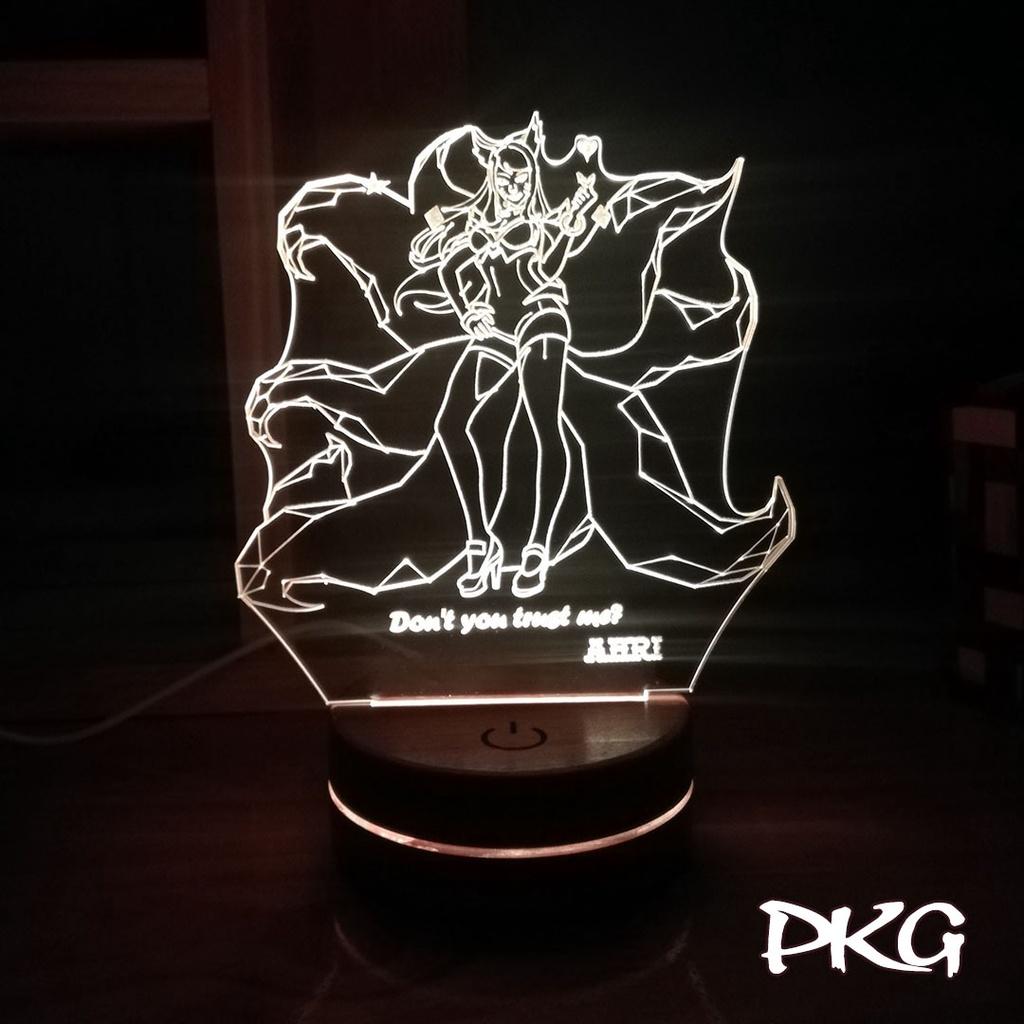 Đèn Led 3D LMHT Tướng KDA Ahri nháy sáng 16 màu