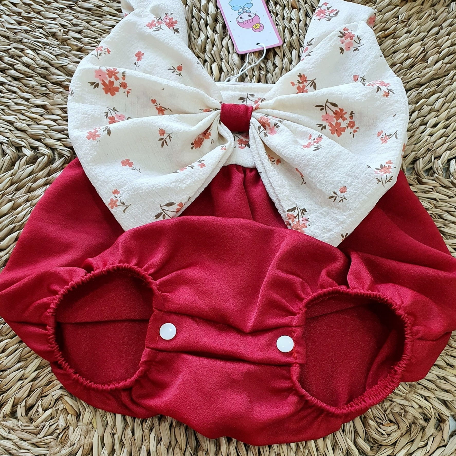 Bodysuit Nơ To Chất Đũi Cara Cho Bé Gái Gái 3 Đến 12kg, Áo Liền Quần 2 Dây Xinh Xắn