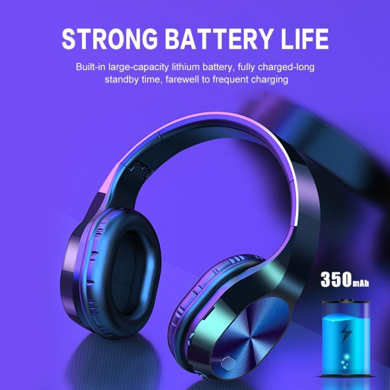 3 Màu 9D Vòm Stereo Bluetooth Tai Nghe T5 Tai Nghe Thể Thao Không Dây Có Thể Gấp Lại Được Gắn Đầu HIFI Tai Nghe Chụp Tai Chơi Game
