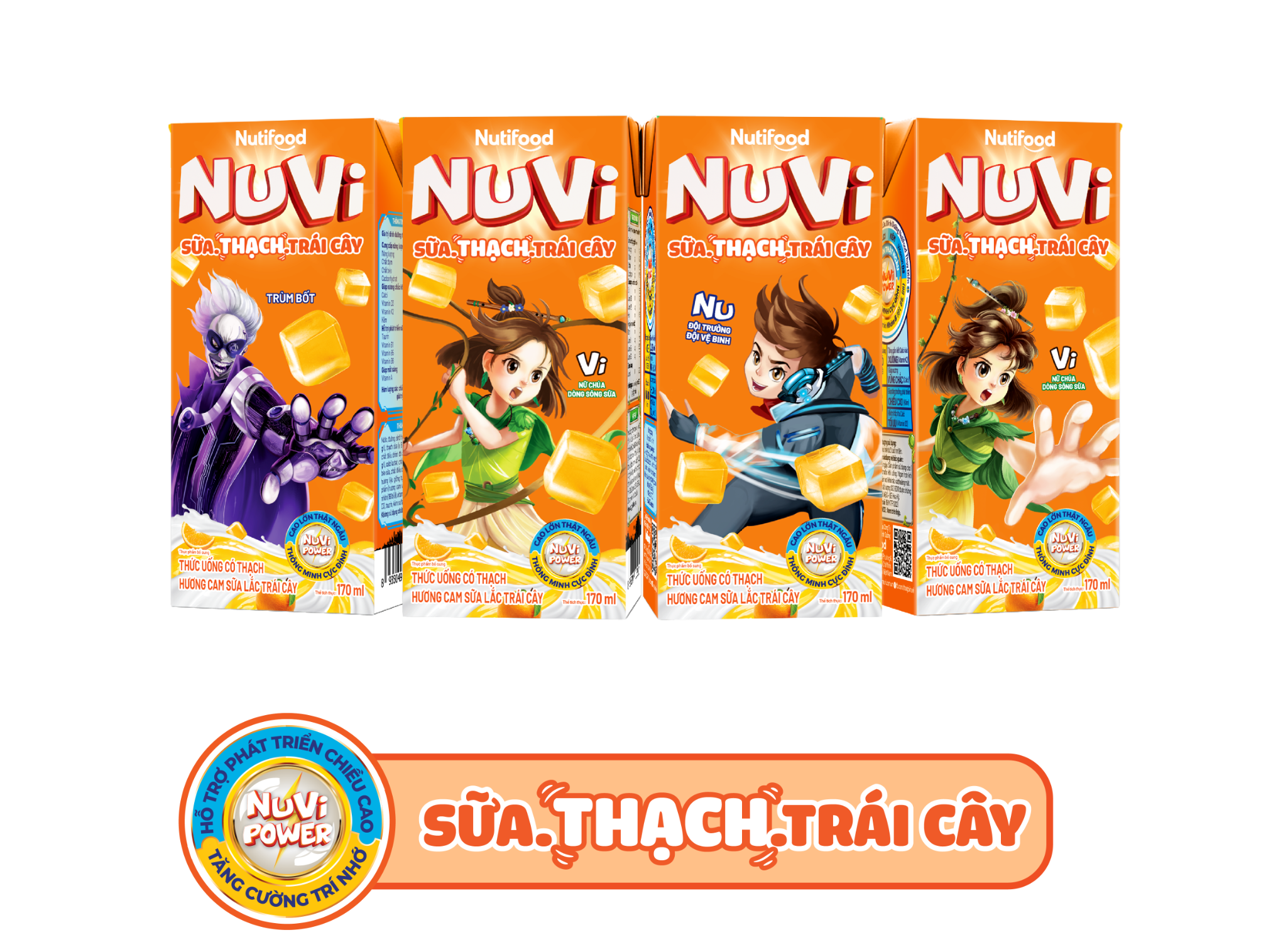 Thùng sữa Nuvi hương cam có thạch hộp 170ml (48 hộp x 170ml)