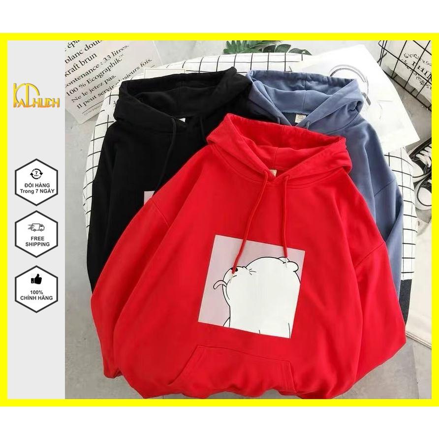 Áo hoodie nam nữ in hình gấu le lưỡi,vải nỉ mềm mịn nón 2 lớp