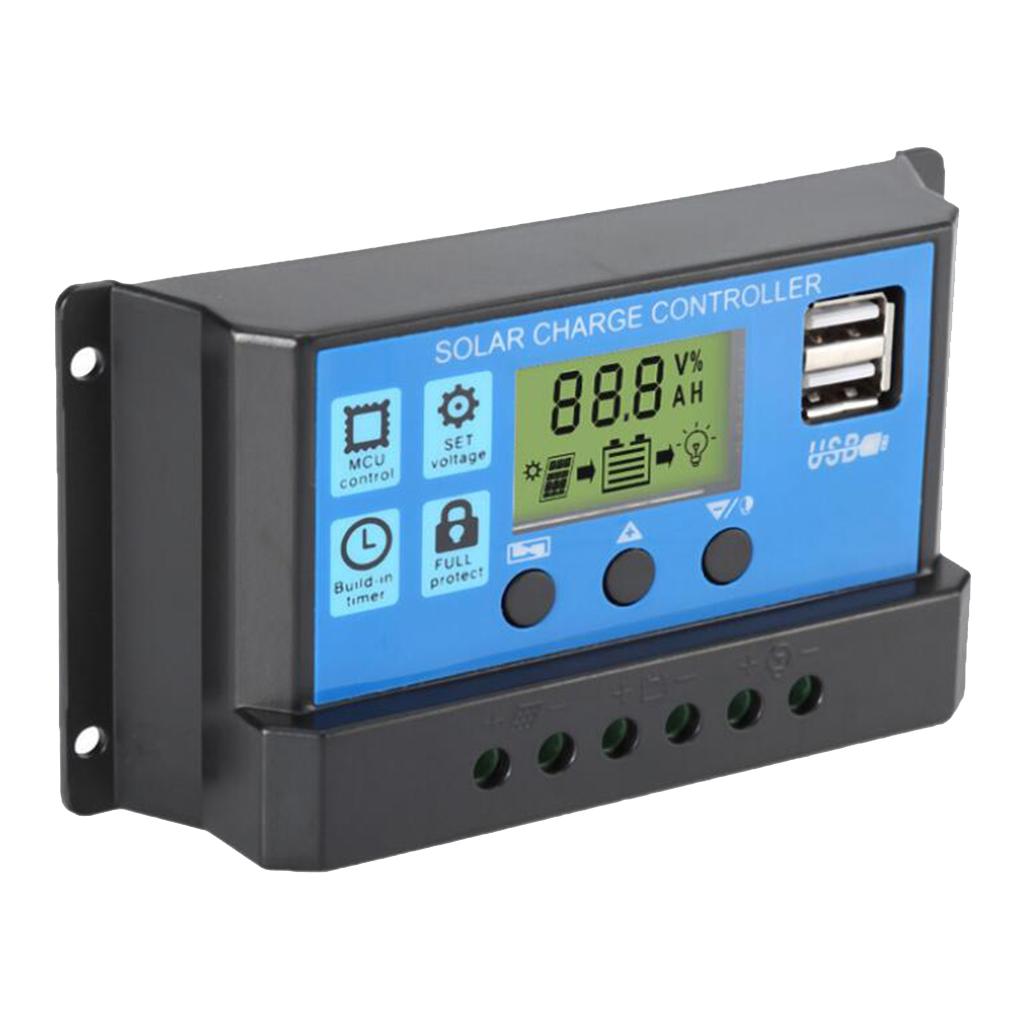 60A SOLAR CELL PANEL BATTERY CHARGE CONTROLLER DUAL USB PORT PWM LCD DISPLAY