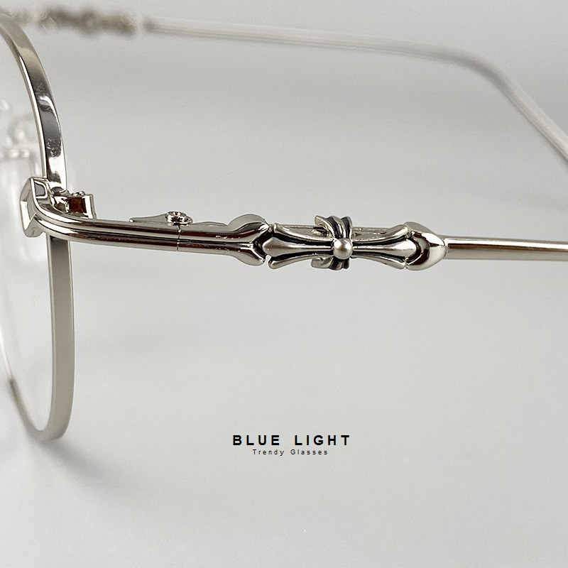 Kính Giả Cận, Gọng Kính Cận Nam Nữ Chrome Heart Mắt Tròn Kim Loại Cao Cấp - BLUE LIGHT SHOP