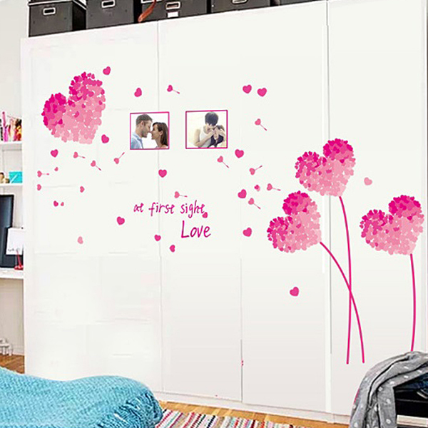 Decal Dán Tường Trái Tim Hồng DH049