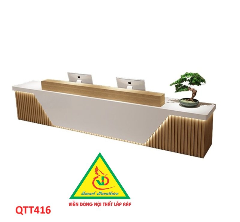 QUẦY LỄ TÂN, QUẦY TIẾP TÂN, QUẦY TÍNH TIỀN, QUẦY THU NGÂN QTT416 ( không đèn ) - Nội thất lắp ráp Viễn Đông Adv