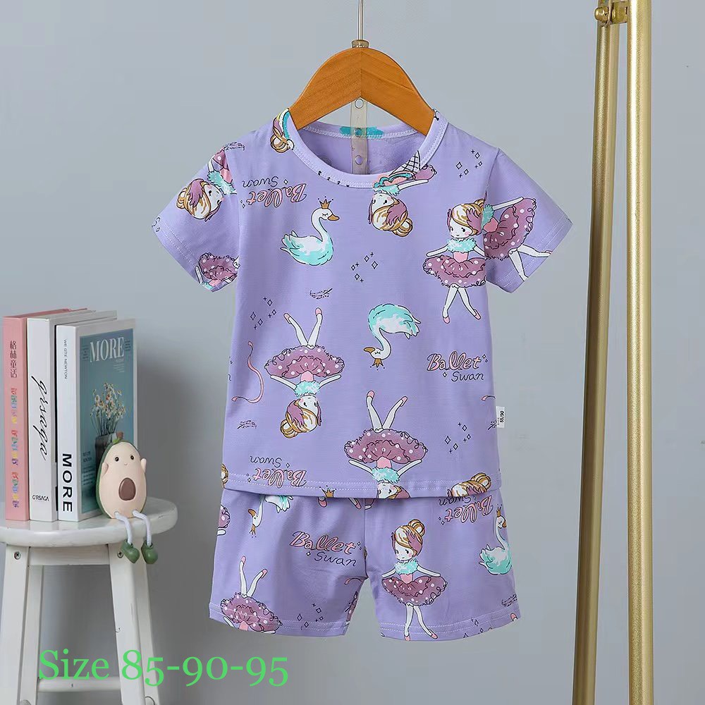 Đồ bộ bé gái- Bộ thun Cotton Quảng Châu xuất Hàn cho bé trai từ 26-36kg