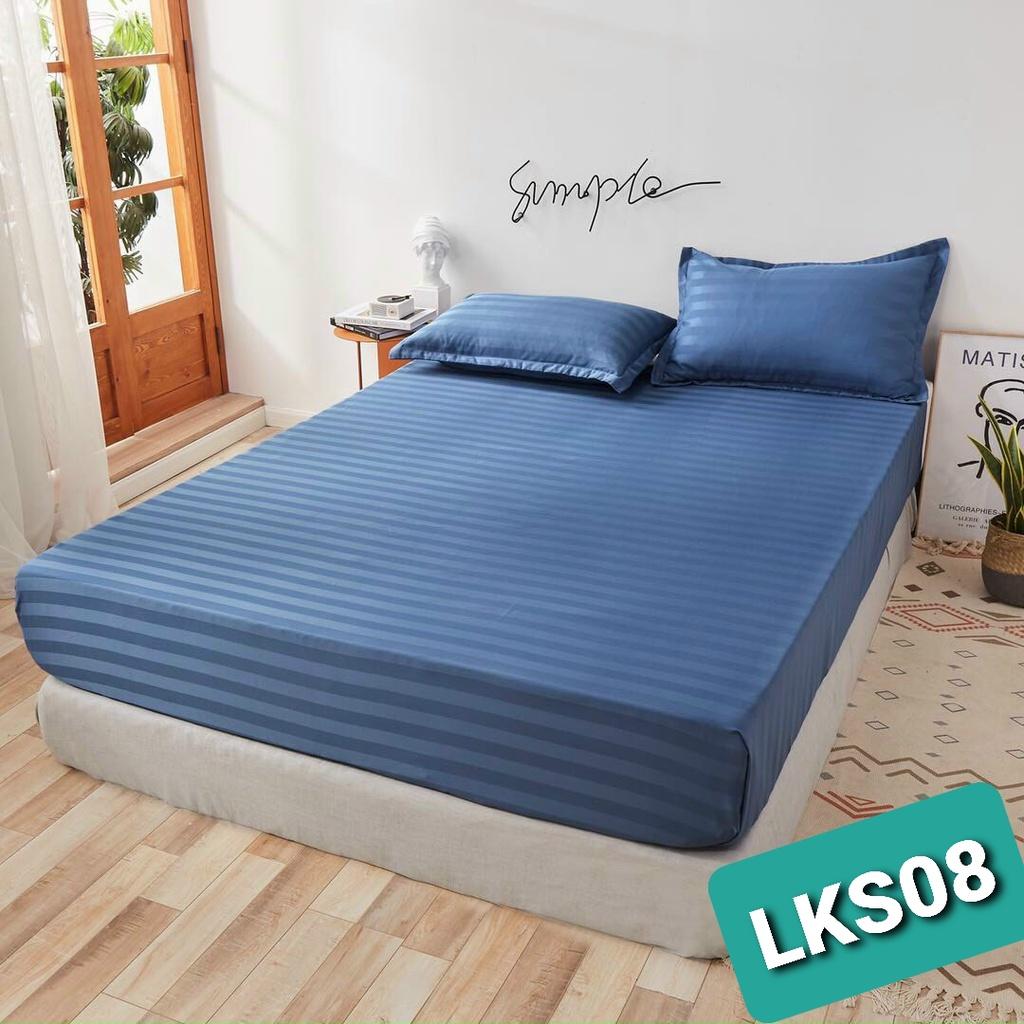 ( ga vỏ gối)SET 3 Món Ga Vỏ Gối Cotton kẻ 3F chuyên dùng cho Khách Sạn, home stay ,Vải Bóng , Mềm mịn (size m8*2m ghi chú mẫu cho sop)