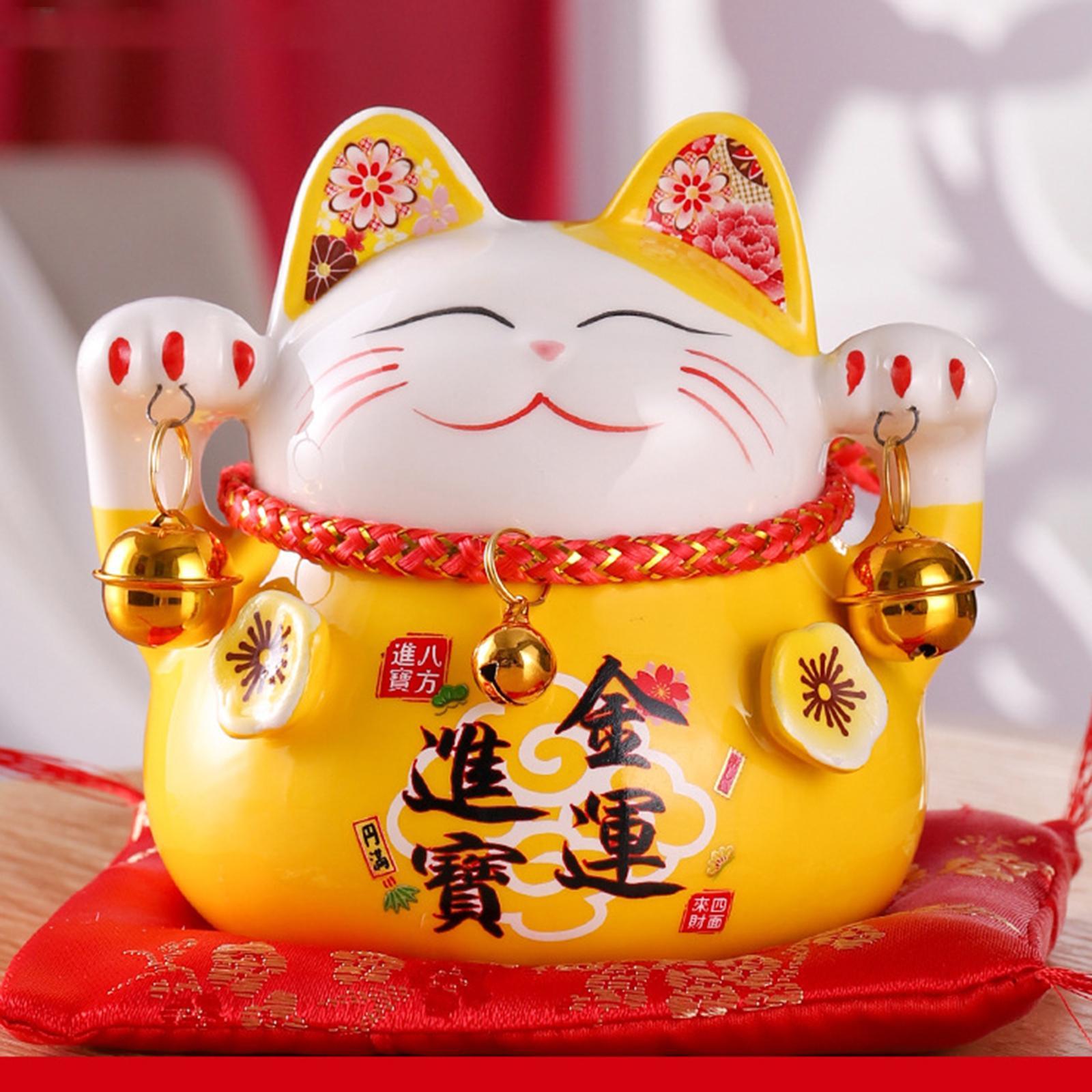 Fortune Cat Piggy Bank Japanese Decor Fengshui Creative Wealth for Home