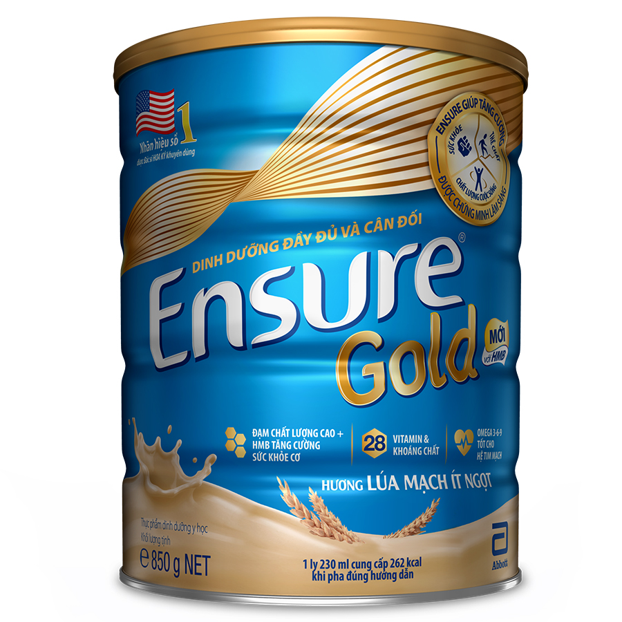 Thực phẩm dinh dưỡng y học: Ensure Gold hương Lúa mạch 850g