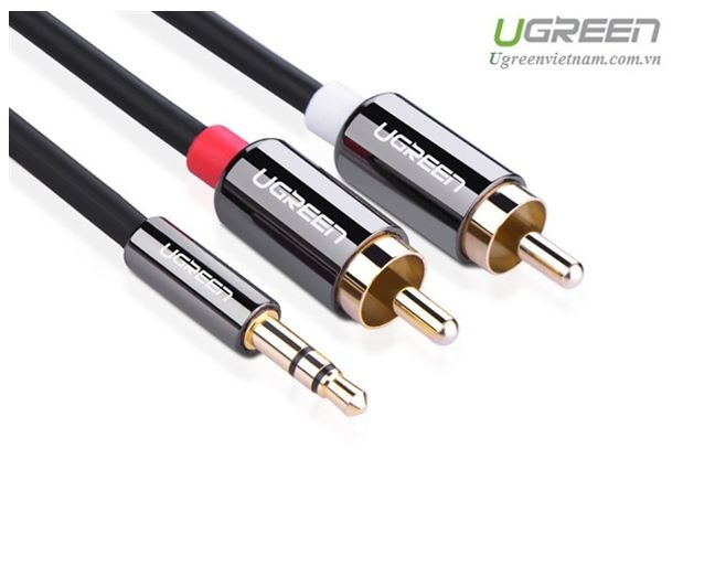 Dây loa 3,5mm sang 2 hoa sen RCA 3m cao cấp Ugreen 10512 - hàng chính hãng