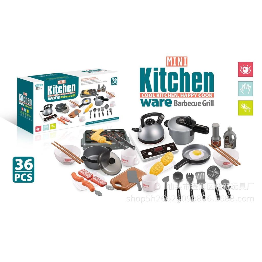 Đồ chơi nấu ăn 36 chi tiết hàng đẹp, nhựa an toàn cho bé thỏa sức sáng tạo_Mini kitchen 36pcs