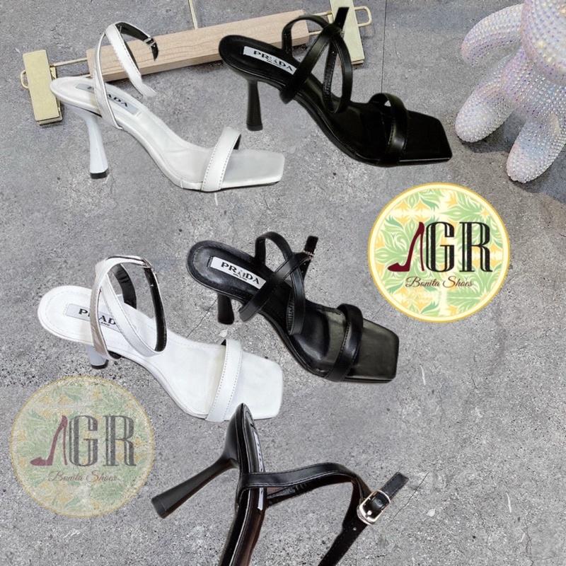 Sandal gót quai bản lót P gót nhọn 8 cm