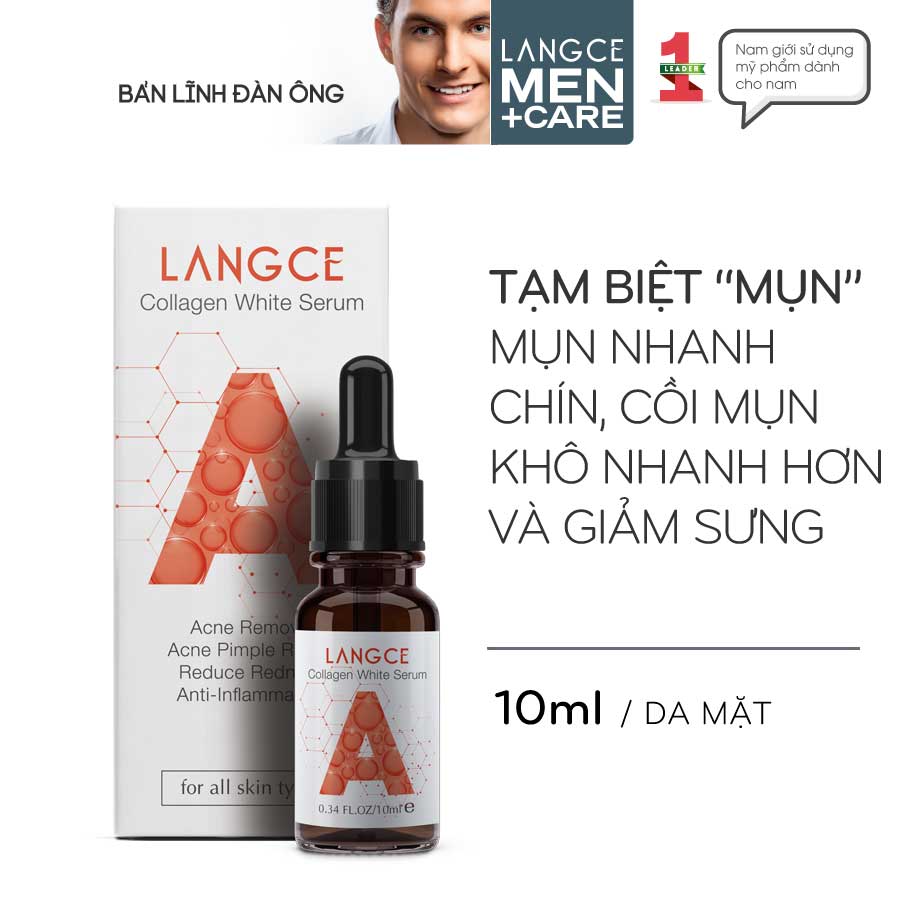 COLLAGEN WHITE SERUM CHẤM MỤN, GIẢM SƯNG ĐẸP DA 10ml LANGCE