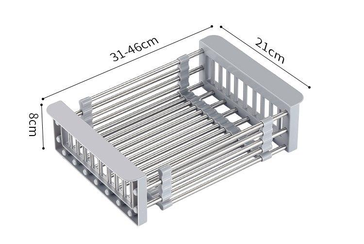 Kệ giá rổ gác bồn rửa chén bát đĩa inox 304 (loại dày), Rổ rút đa năng gấp gọn siêu tiện lợi