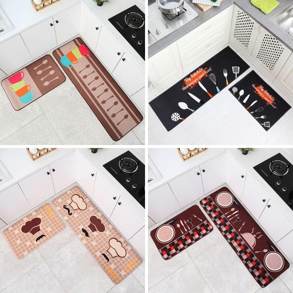 Set 2 Thảm Bếp Sợi Lưới Đan Len Đế Chống Trượt Cao Cấp PA9941