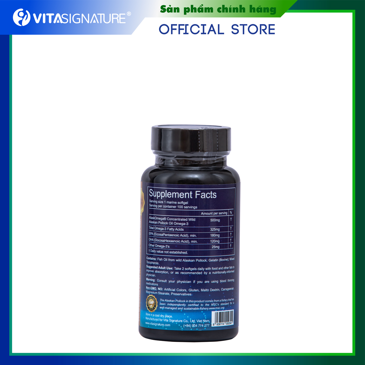 Dầu cá tươi AlaskOmega 3- Vita Signature- 60 viên Fish Oil